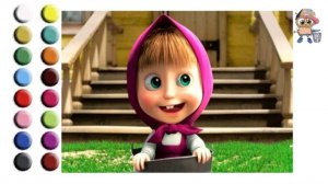 Раскраска для детей МАША И МЕДВЕДЬ. Мультик-раскраска. Учим цвета.