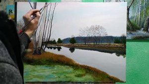 "Ранняя весна" маслом 1 и 2 слой|Oil Painting Time Lapse