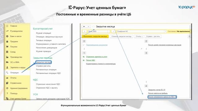 Постоянные и временные разницы в «1С-Рарус:Учет ценных бумаг» - 18.06.2025