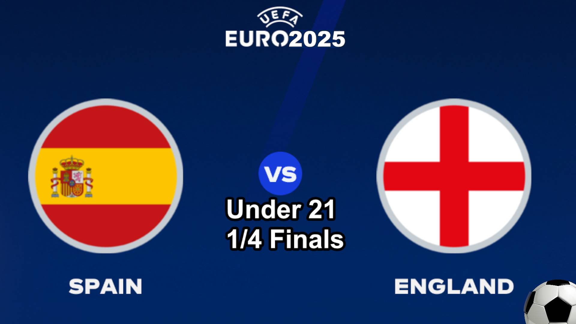 Футбол. Испания - Англия. Чемпионат Европы среди мужчин U-21. 1/4 Финала. Spain - England.