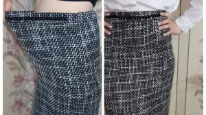 Ушиваю юбку в поясе,юбка с одним швом, ткань Твид.