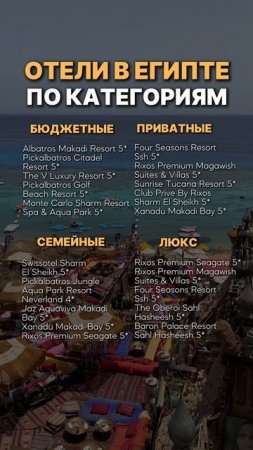 Подборка отелей Египта: бюджетные, семейные, люкс и приватные — всё для комфортного отдыха.