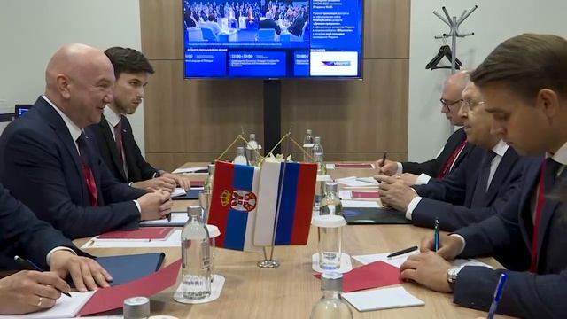 С.В.Лавров с Министром иностранных дел Республики Сербия Н.Поповичем, Санкт-Петербург, 20 июня 2025