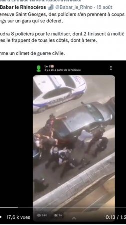 Villeneuve Saint Georges, des policiers sen prennent à coups de pieds et poings sur un gars qui se d