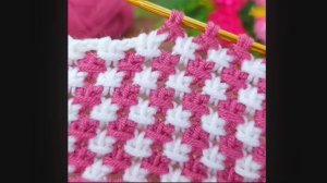 Узор тунисским крючком .Двуцветное вязание