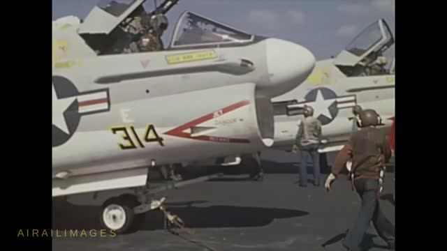 USS Kitty Hawk Action 1971. F-4, A-7, RA-5, A-3. Vietnam