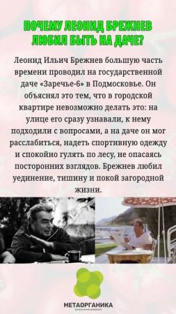 Почему Леонид Брежнев любил быть на даче
