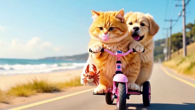 Как котик и щенок крабов ели