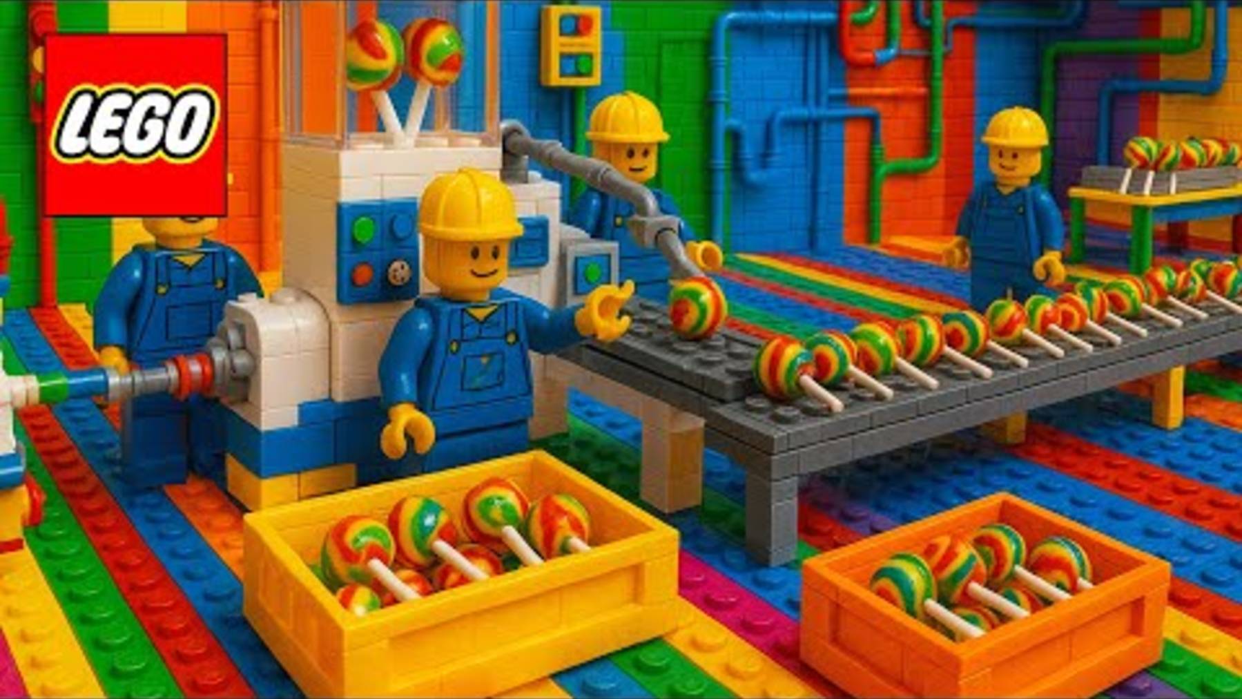 Фабрика LEGO Изготовление радужного леденца LEGO, Конструктор лего,  сборка лего, машинки лего.