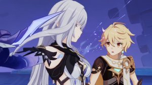 Кат-Сцена Путешествик и Скирк шипы в бездне / ролик из Задание легенд Скирк / 5.7 Genshin Impact