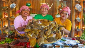 Лягушки, Хрустящая жареная лягушачья кожа, мясо лягушки и рагу из лягушек. Кухня Сингапура.