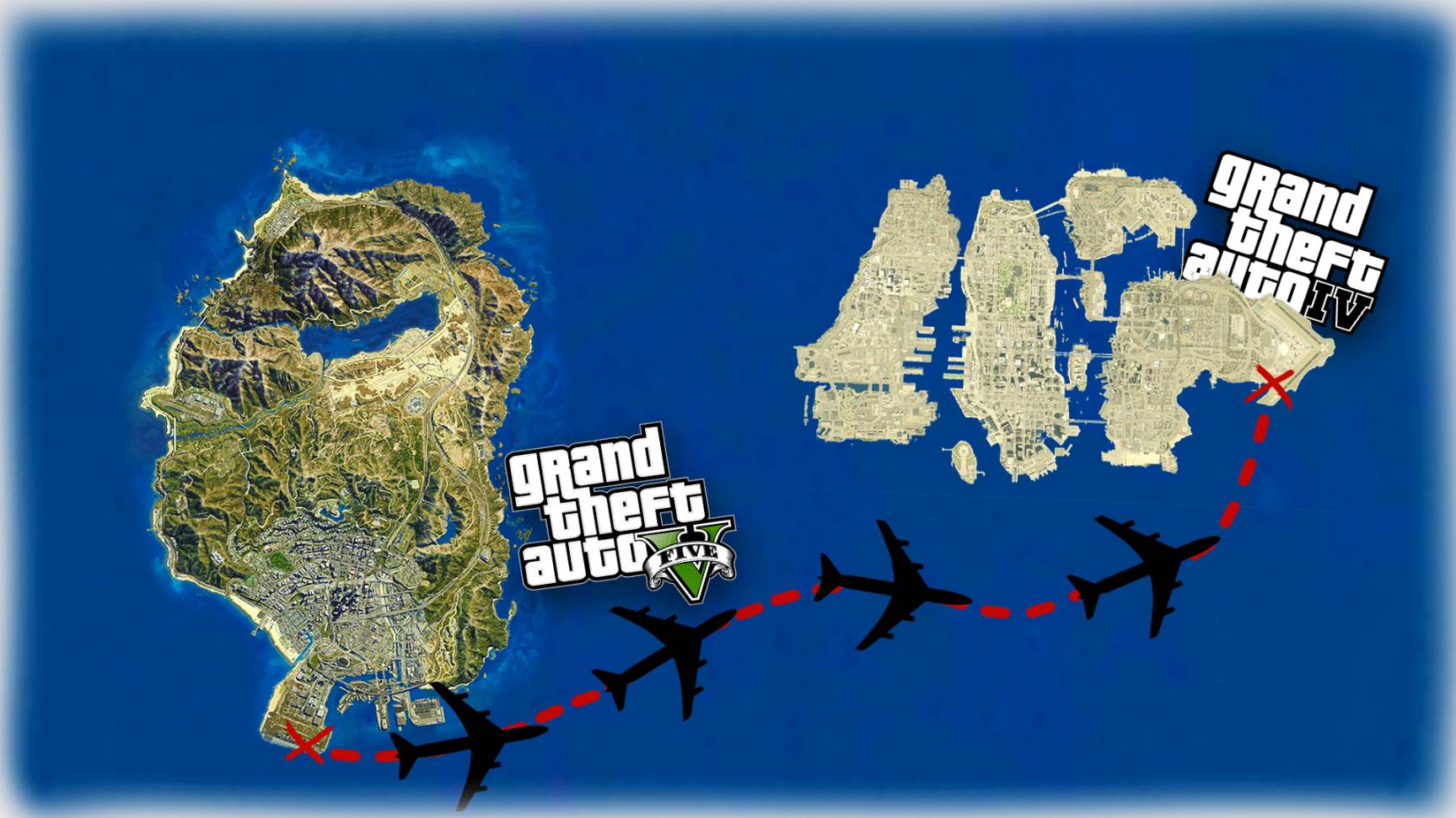 GTA 5: Летим в Либерти Сити в реальном времени GTA 4.