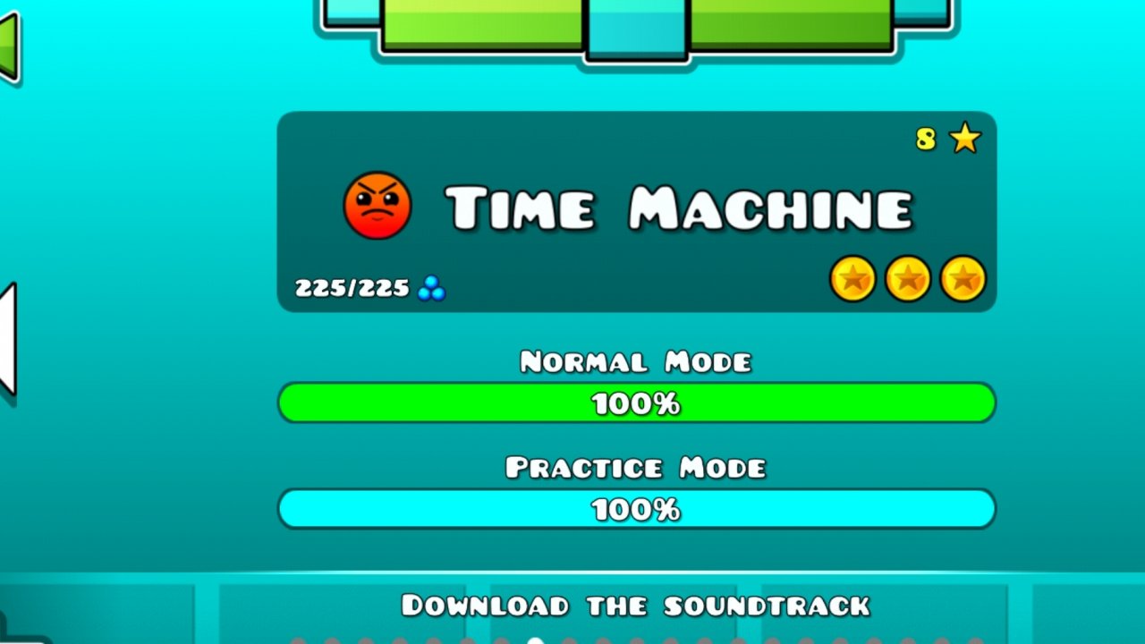 Прошёл time mashine. Играю в geometry dash Lity.