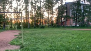 Walking through the beautiful village: иду рядом с красивыми соснами