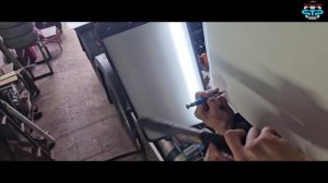 Бесконтактный ремонт вмятин на кабине грузовика Вольво FH после ДТП