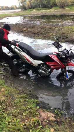 Вытаскиваю мот из болота с маленьким помощником