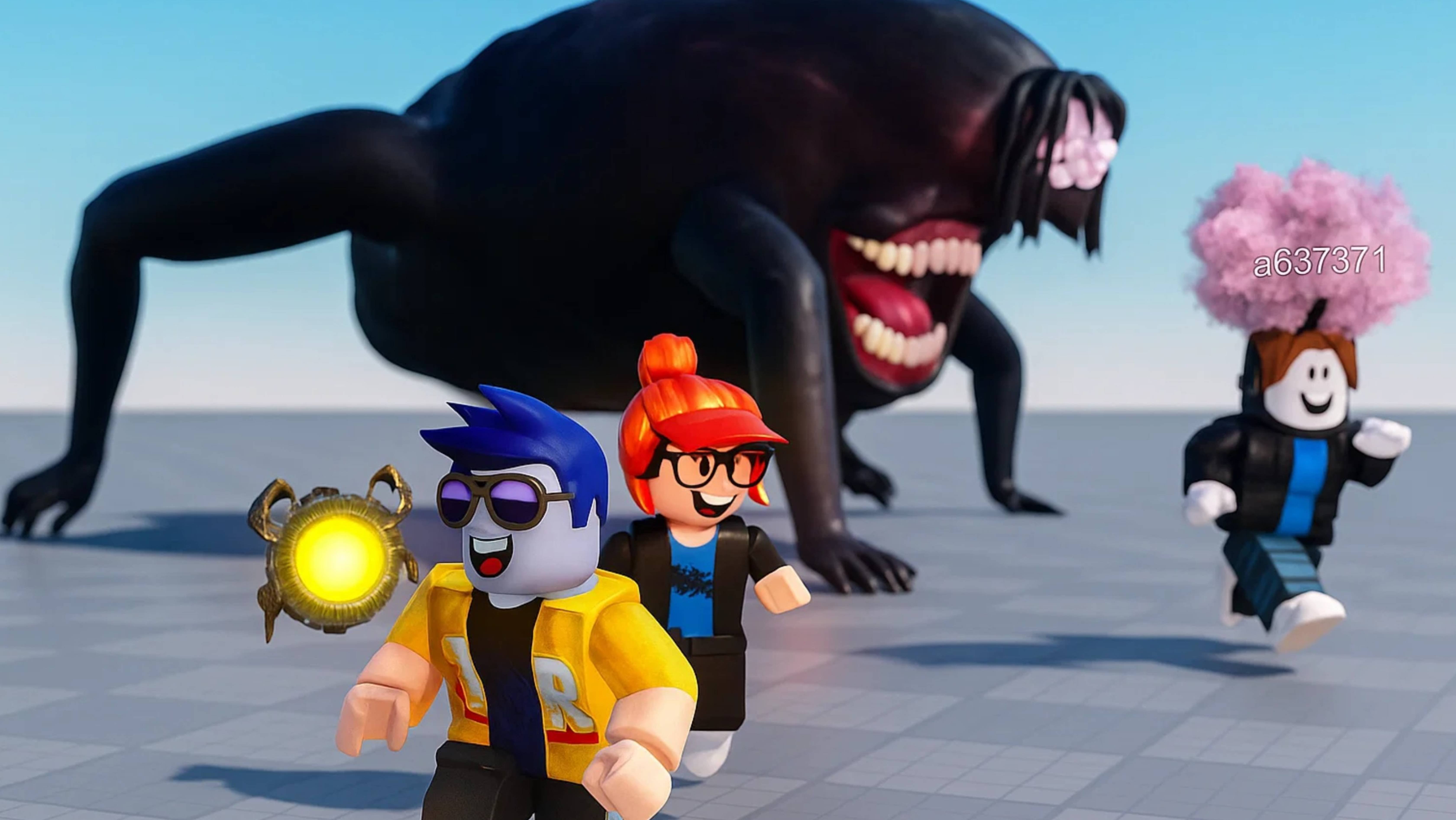 игровой персонаж убегает от огромного монстра