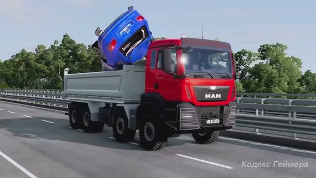 Тачки против большого лежачего полицейского. BeamNG Drive - Реалистичные автомобильные аварии.