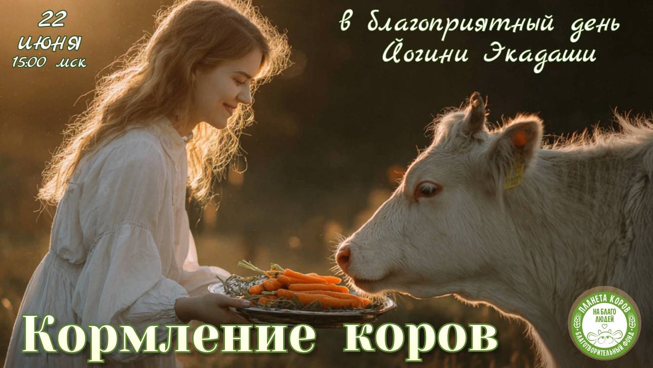 Кормление коров онлайн в на Йогини Экадаши, 22.06.2025г., Планета коров