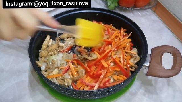 Фунчоза с курицей. Рецепт.