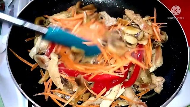 ФУНЧОЗА С ГРИБАМИ И КУРИЦЕЙ! Рецепт.