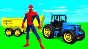 Мультики про Цветные Машинки Синий Трактор Автобус Джип и Автовоз для Детей с Веселыми Песенками