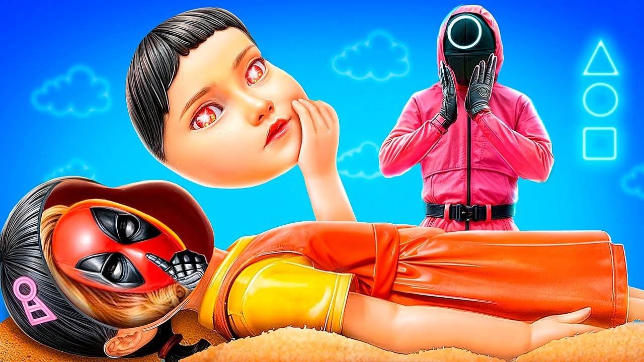 Игра в кальмара с супергероями! Прятки Челлендж!