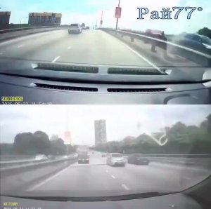 Легковушка «подрезала» автомобиль и продолжила заезд на крыше