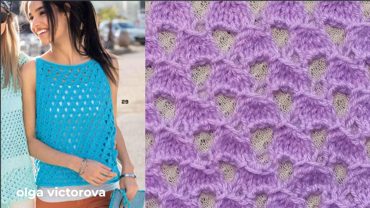 487 АЖУРНЫЙ УЗОР РИШЕЛЬЕ Вязание Узоры спицами смотреть онлайн