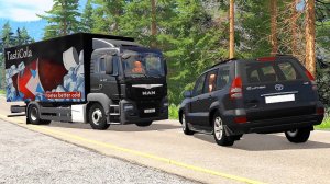 Тачки против большого лежачего полицейского. BeamNG Drive - Реалистичные автомобильные аварии.
