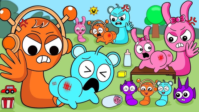 Лучшая смешная подборка ,  Sprunki Funny Animation , Sprunki Oren Dad Is Angry