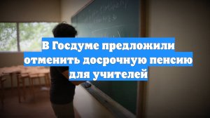 В Госдуме предложили отменить досрочную пенсию для учителей