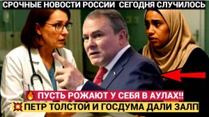 Петр Толстой «Рожайте в своих аулах» В Госдуме предлагают запретить мигранткам бесплатные роды в Рос