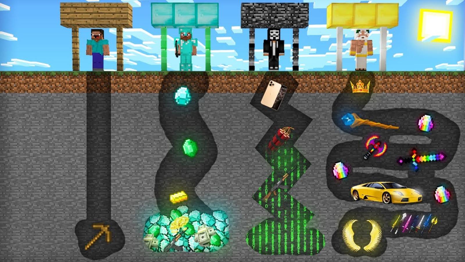 [Компот] ШАХТА МАЙНКРАФТ. НУБ ПРОТИВ ПРО ПРОТИВ ЧИТЕР ПРОТИВ БОГ БАТЛ. Minecraft