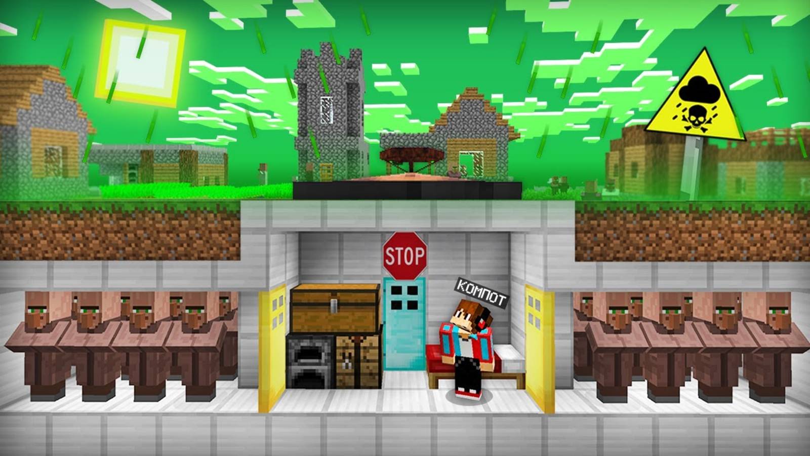 [Компот] МЫ С ЖИТЕЛЯМИ ПЕРЕЖИЛИ КИСЛОТНЫЙ ДОЖДЬ В МАЙНКРАФТ. Minecraft