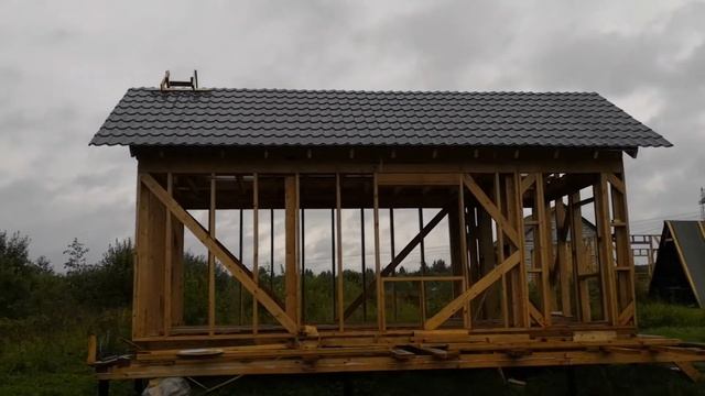 Монтаж металлочерепицы Монтерей. Каркасная баня День 23.