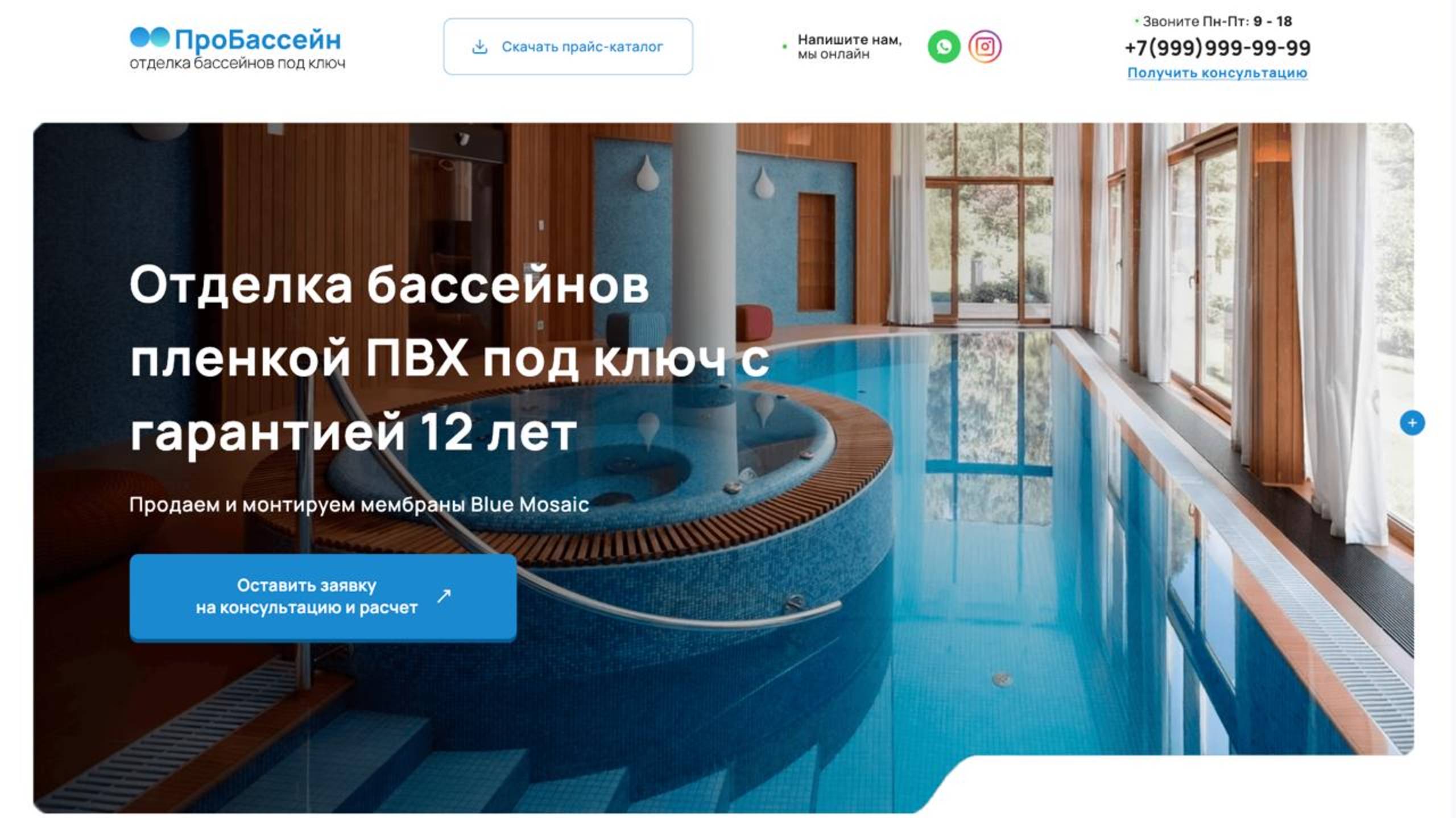 Шаблон сайта по бассейнам