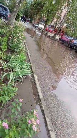 Почти озеро: во дворе 6 дома по улице Рижская - потоп. Скоро будет новое воронежское водохранилище.