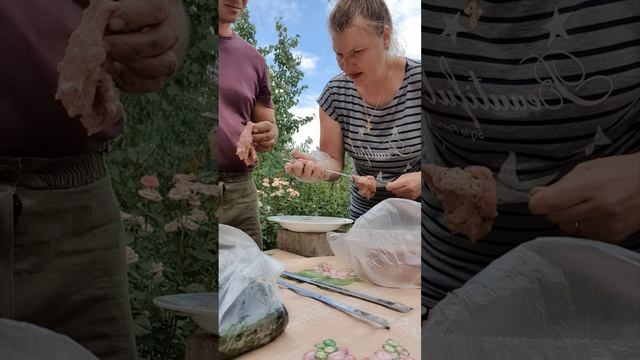 В этот раз шашлык будем жарить на шампурах