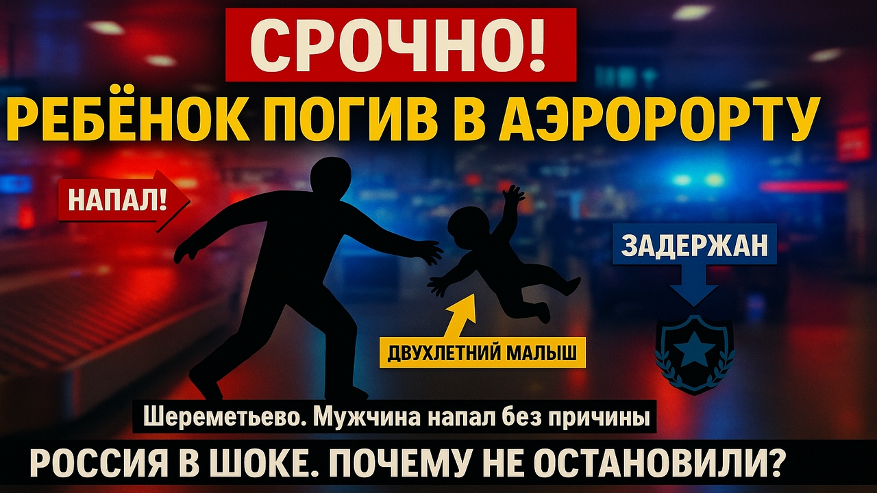 ⚡Срочно! В Шереметьево приезжий швырнул ребёнка об пол — погиб малыш 2 лет