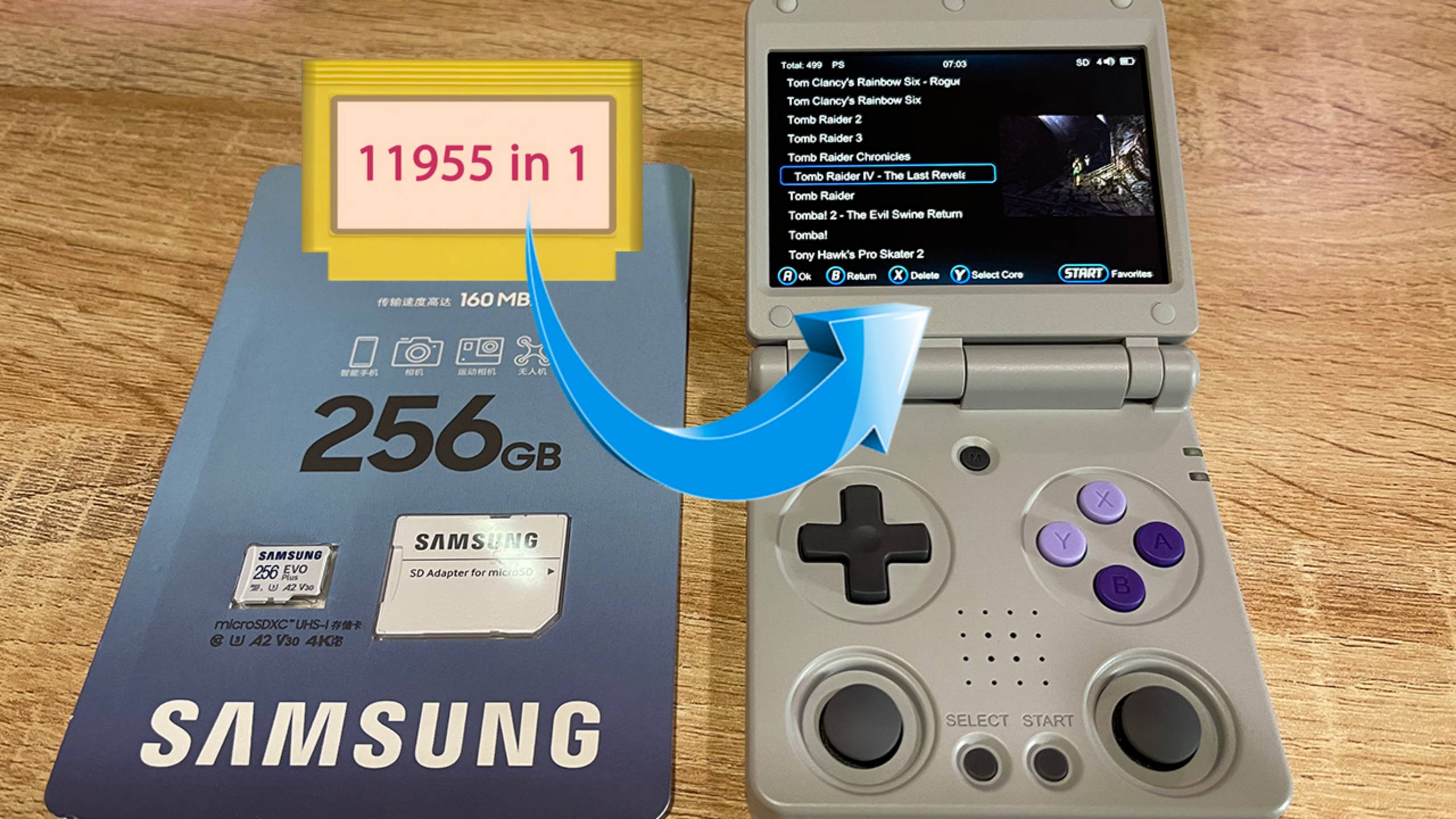Игры для Anbernic RG34xxSP на готовой карте памяти 256gb, сборка 11955 ретро игр под ключ