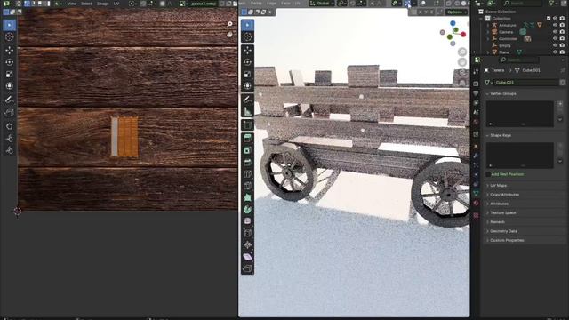 Создание деревянной телеги в Blender 4.2 в режиме реального времени без комментариев