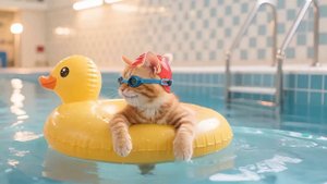 Котики в бассейне