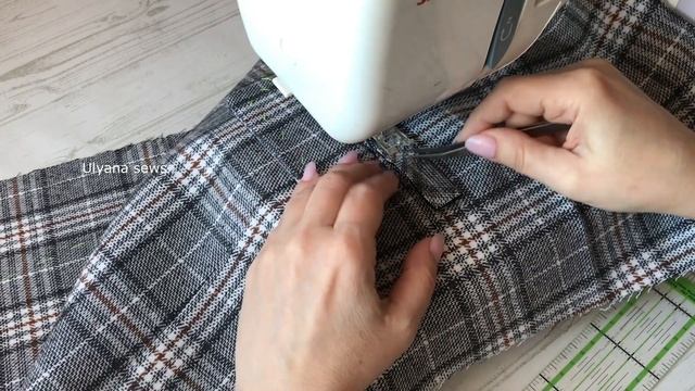 Прорезной карман с клапаном: главное совместить клетку. Часть3