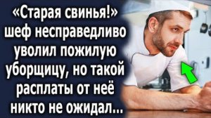 -Старая свинья! - шеф несправедливо уволил пожилую уборщицу, но такой расплаты от неё никто...