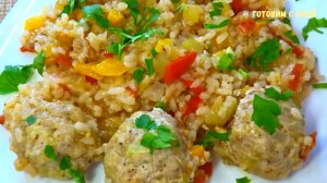 РИС с ФРИКАДЕЛЬКАМИ Летом готовлю только ТАК. Немного Меняю РЕЦЕПТ и получается ВКУСНЕЕ. УЖИН 2 в 1