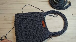 Вариант короткой ручки крючком для вязанной сумки . МК .