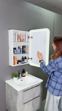 Зеркальный шкаф для ванной комнаты Lana 50 размера с подсветкой от ALAVANN!