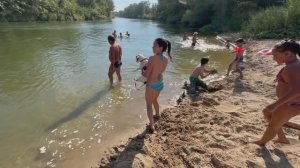Учим джек рассела плавать / Последний жаркий день лета на реке Медведица