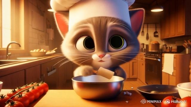 Котенок за готовкой